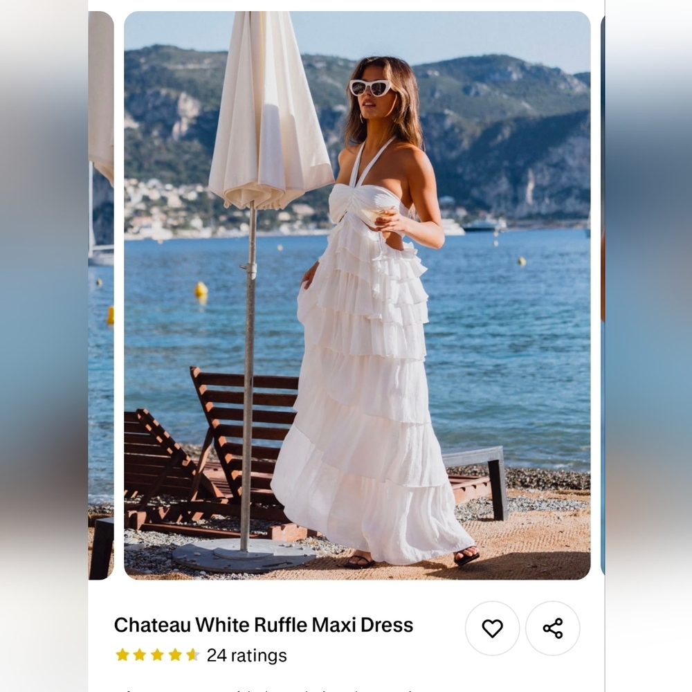 12th Tribe Chateau White Ruffle Maxi Dress